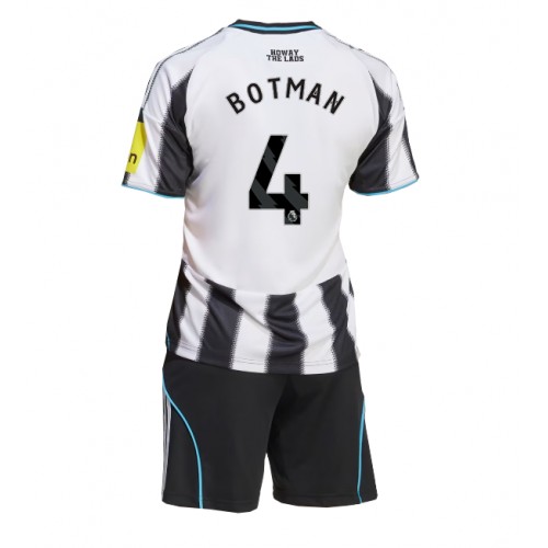Newcastle United Sven Botman #4 Primera Equipación Niños 2025-26 Manga Corta (+ Pantalones cortos)